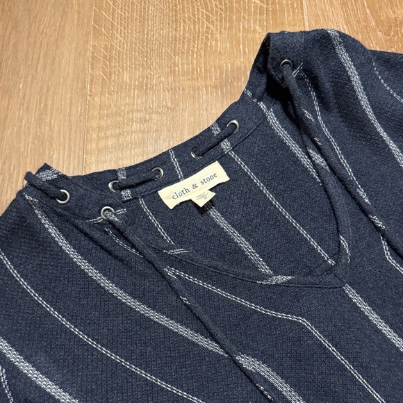 NWOT Anthropology Cloth &Stone Women's Navy Striped Tunic Dress - Picture 3 of 8